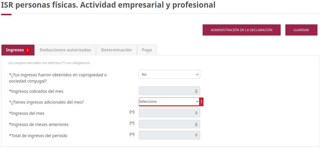 Secciones de declaración